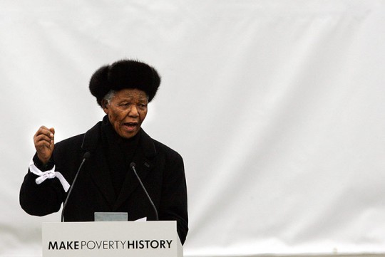 2005: Mandela spoke at a Make Poverty History rally