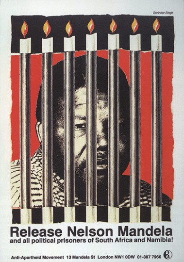 A Release Nelson Mandela poster from The Anti Apartheid Movement