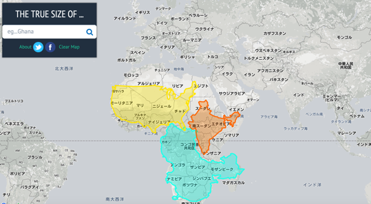 世界地図にもう騙されない 各国の本当の大きさを比較できるwebサイト The True Size Of トジョウエンジン