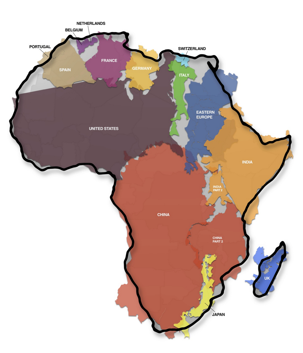アフリカの本当の大きさ」が分かる1枚の画像 | トジョウエンジン